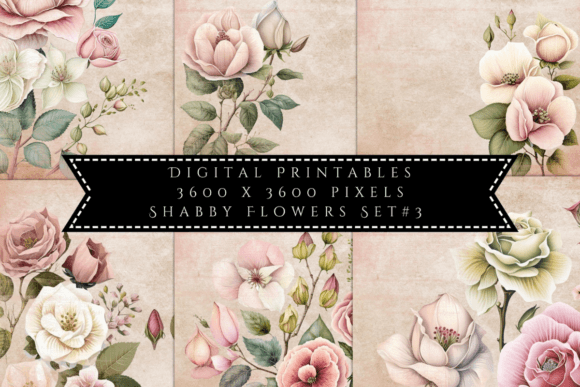 Elevate Your Designs with Shabby Chic Flowers, Backgrounds Set 3
