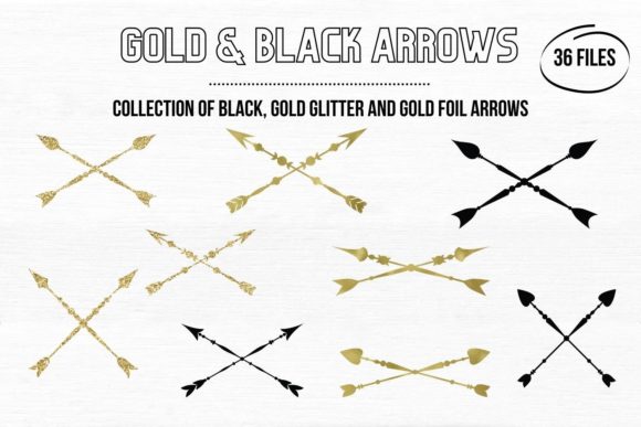 Gold and Black Arrows Collection: Dynamic Design Elements