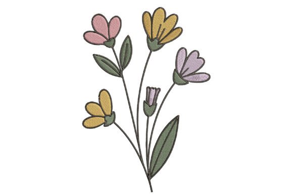 Minimalist Wildflower Embroidery: A Design Asset
