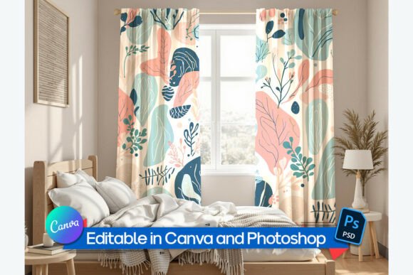 Modern Bedroom Curtain Mockup: Elevate Your Textile Designs
